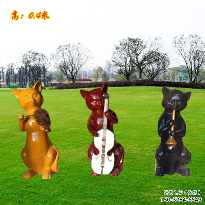 操場小貓雕塑，公園題材，剪影工藝